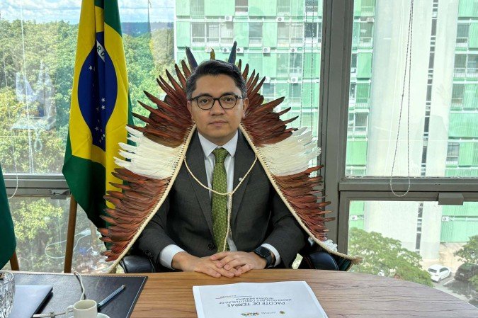 Ministro dos Povos Indígenas, Eloy Terena, concede entrevista ao Correio 