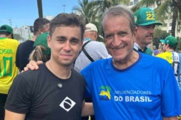 Nikolas Ferreira e Valdemar Costa Neto em ato pela anistia aos presos pelos atos de 8 de janeiro em Copacabana, no Rio de Janeiro, em março de 2025 -  (crédito: Reprodução/Instagram @valdemarcostaoficial  )