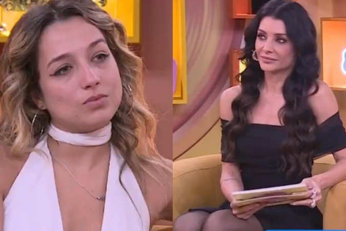 Samira assiste os próprios momentos de falsidade contra Ana Paula e Milena - (crédito: TV Globo) Samira assiste os próprios momentos de falsidade contra Ana Paula e Milena - (crédito: TV Globo)