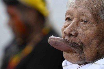 Cacique Raoni no Acampamento Terra Livre -  (crédito: Carlos Vieira/CB/D.A Press)