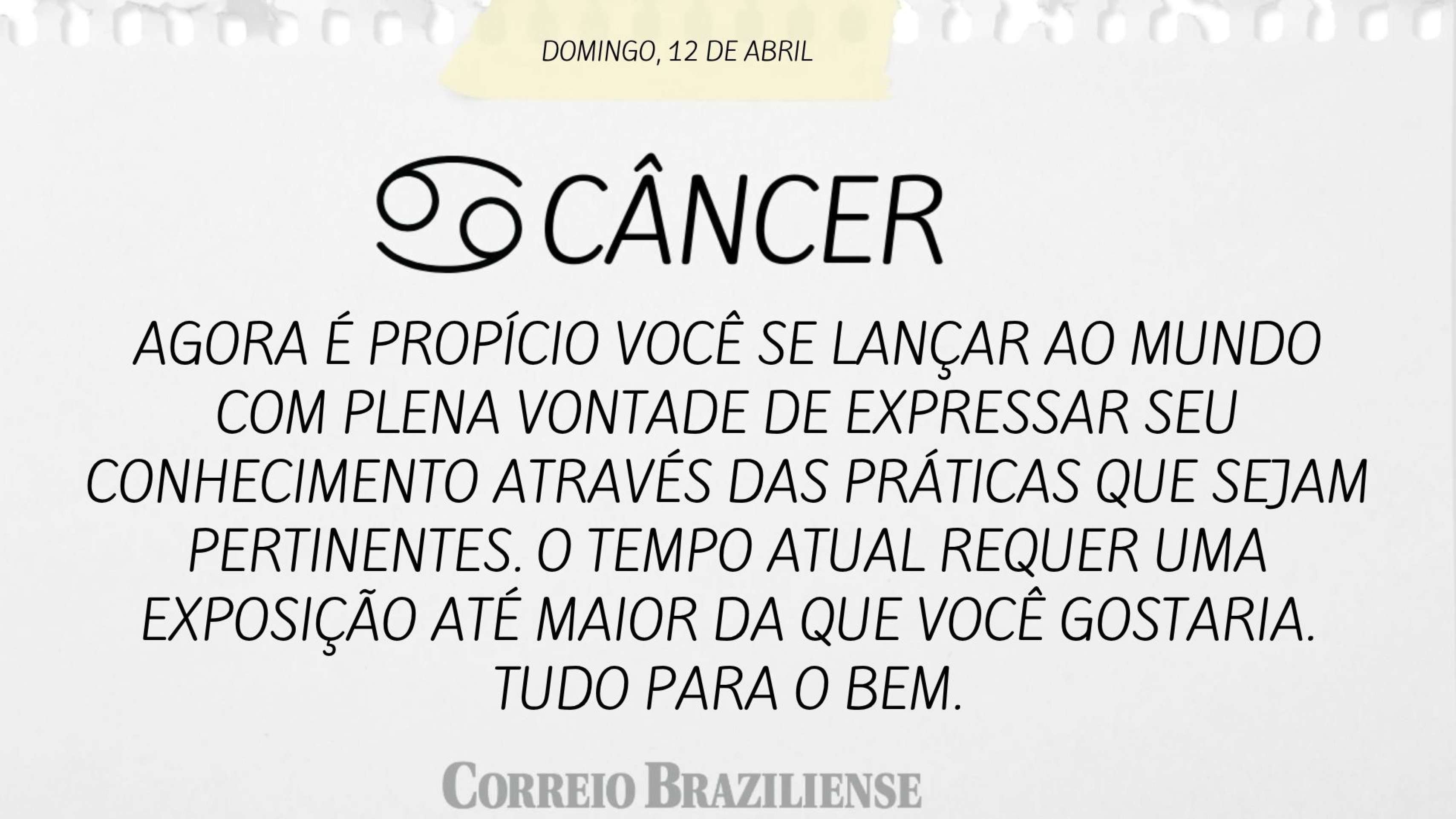 Hor&oacute;spoco deste domingo (12/4)
