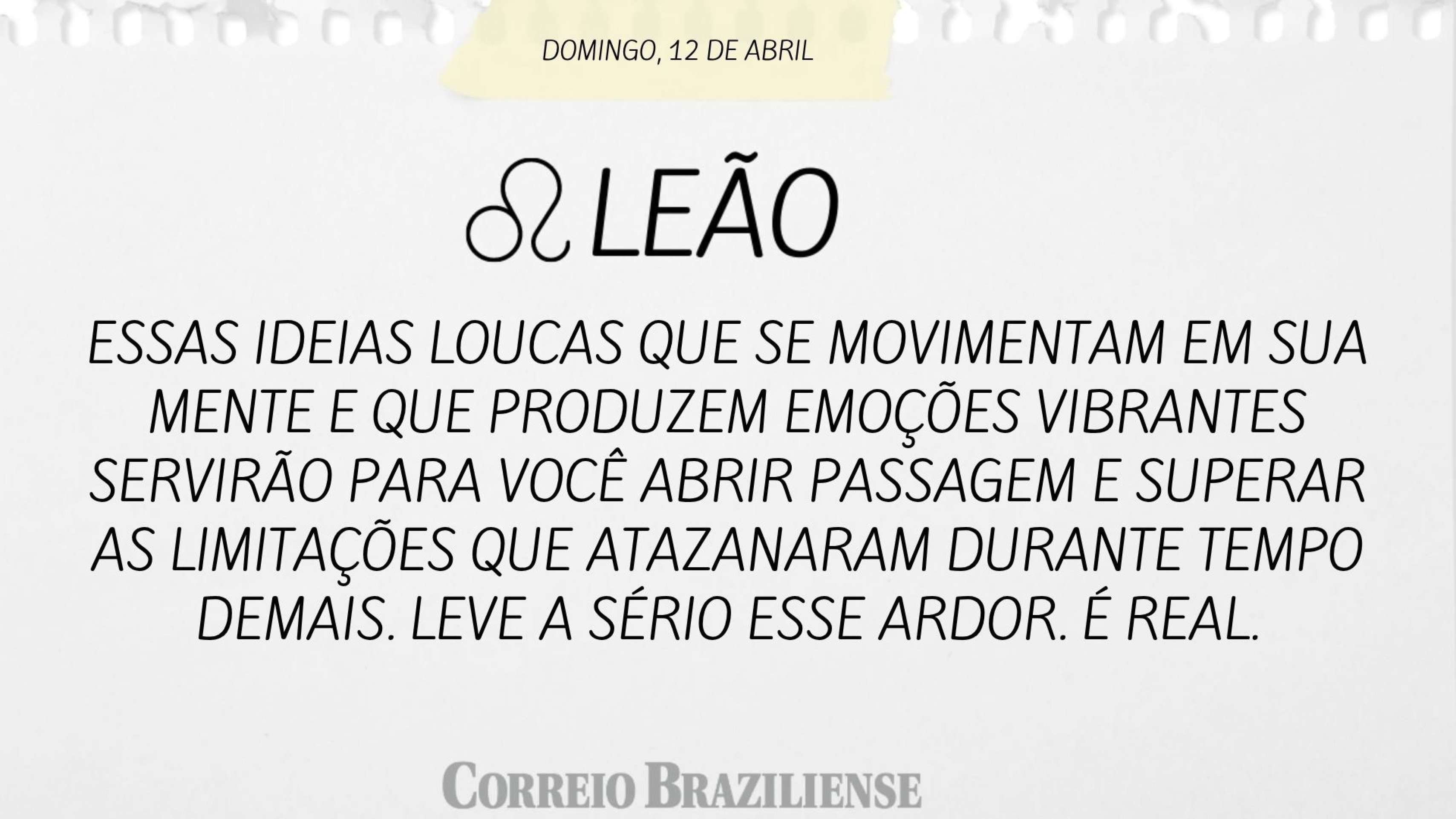 Hor&oacute;spoco deste domingo (12/4)