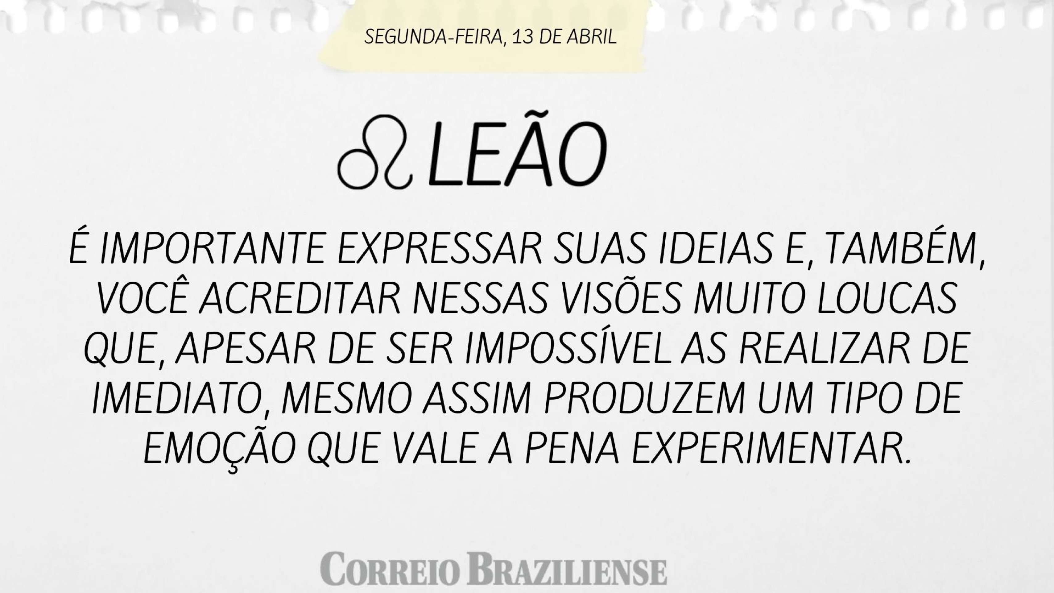 Hor&oacute;spoco desta segunda (13/4)