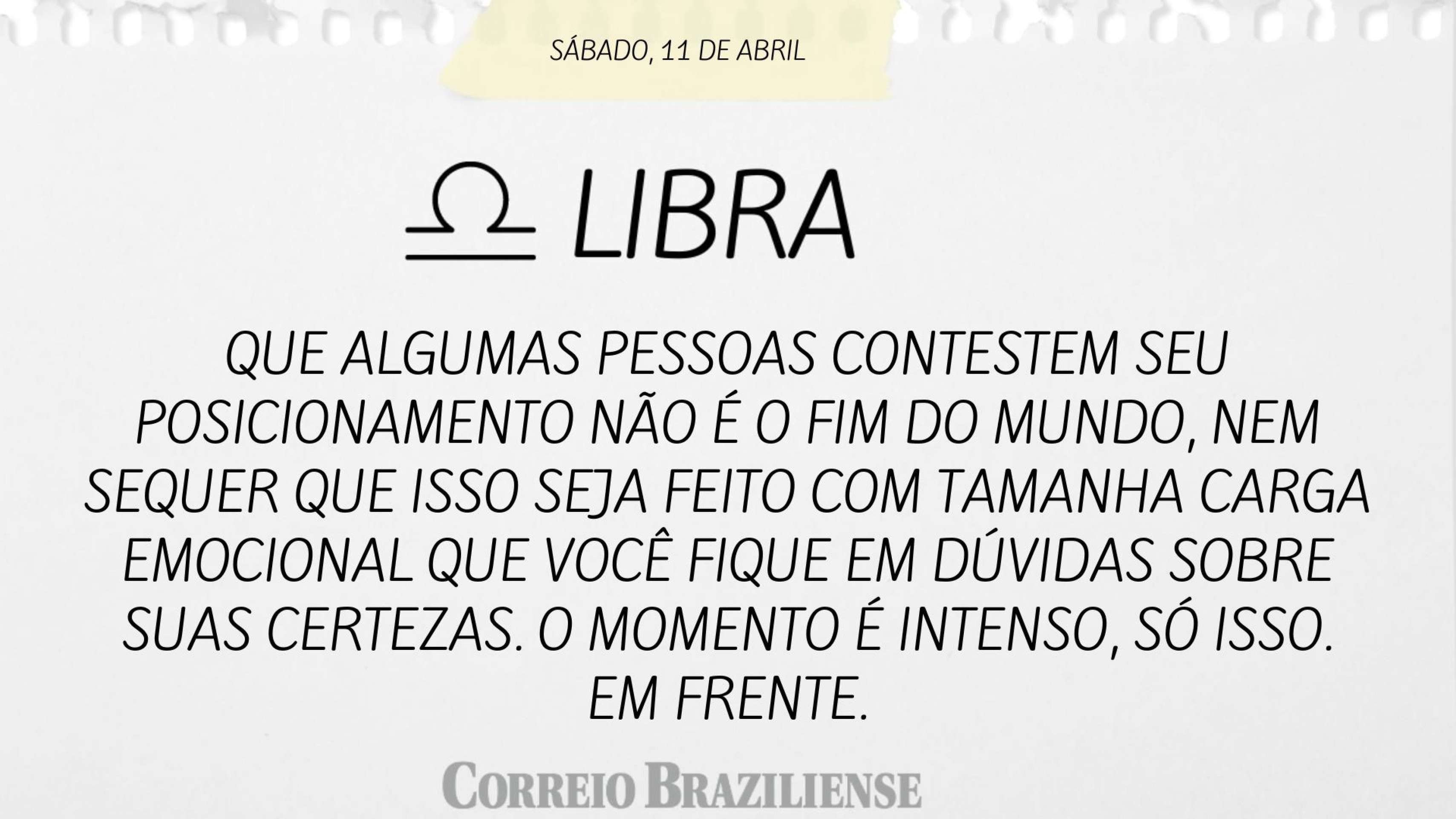 Hor&oacute;spoco deste s&aacute;bado (11/4)