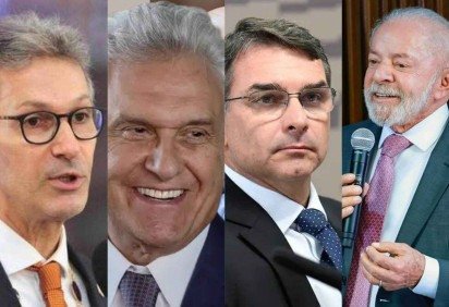Romeo Zema; Ronaldo Caiado; Luíz Inácio Lula da Silva; Flávio Bolsonaro -  (crédito: Reprodução) -Romeo Zema; Ronaldo Caiado; Luíz Inácio Lula da Silva; Flávio Bolsonaro -  (crédito: Reprodução)