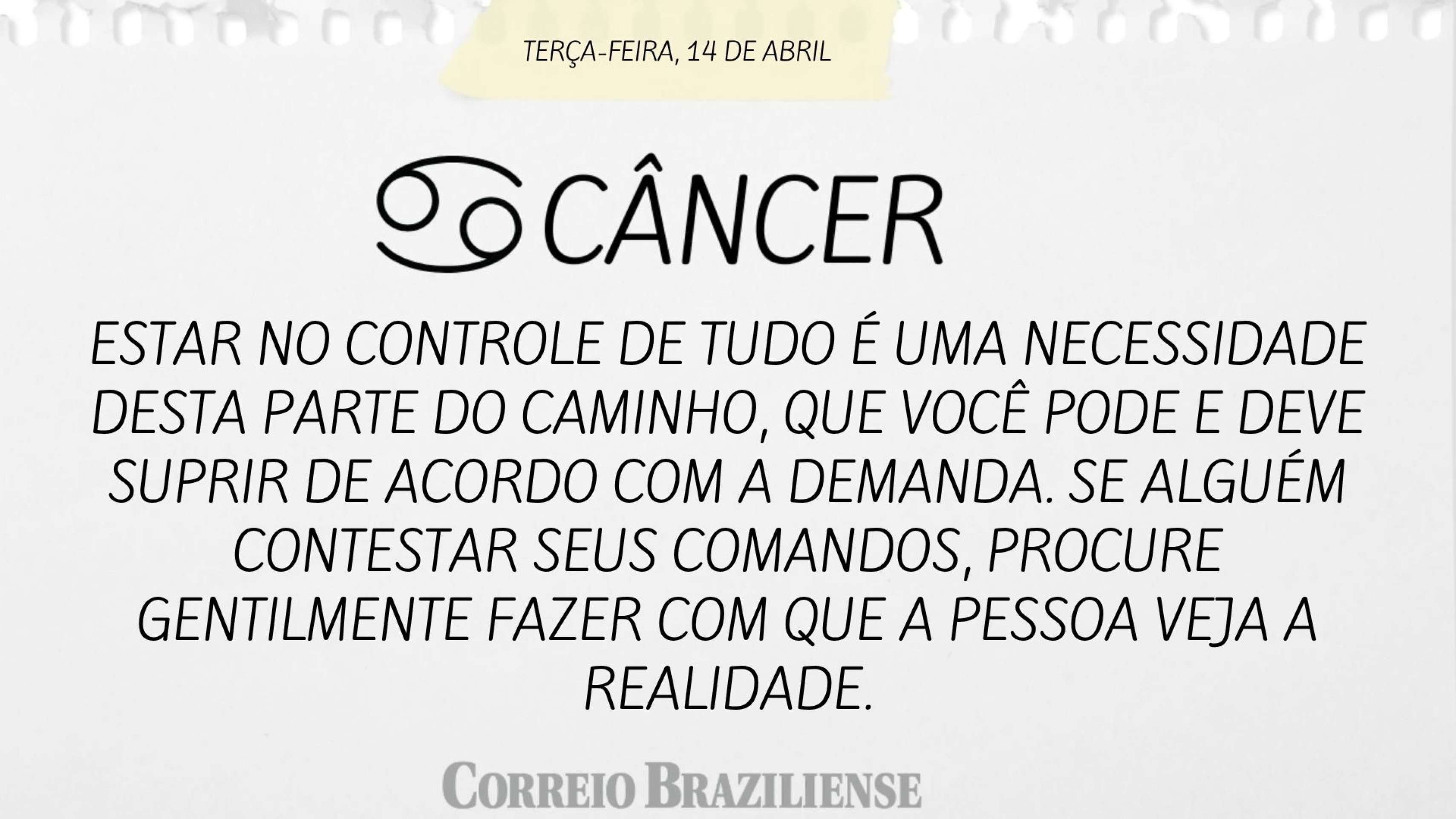 Hor&oacute;spoco desta ter&ccedil;a-feira (14/4)