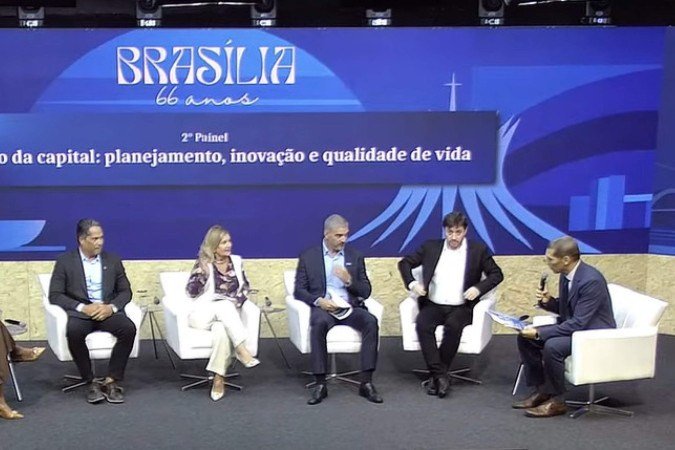  4/04/2026. Ed Alves/CB/D.A Press. CB Debate "Bras&iacute;lia 66 Anos". Painel 2. Todi Ivelise longhi, Celestino Fracon Junior, Thiago Trindade