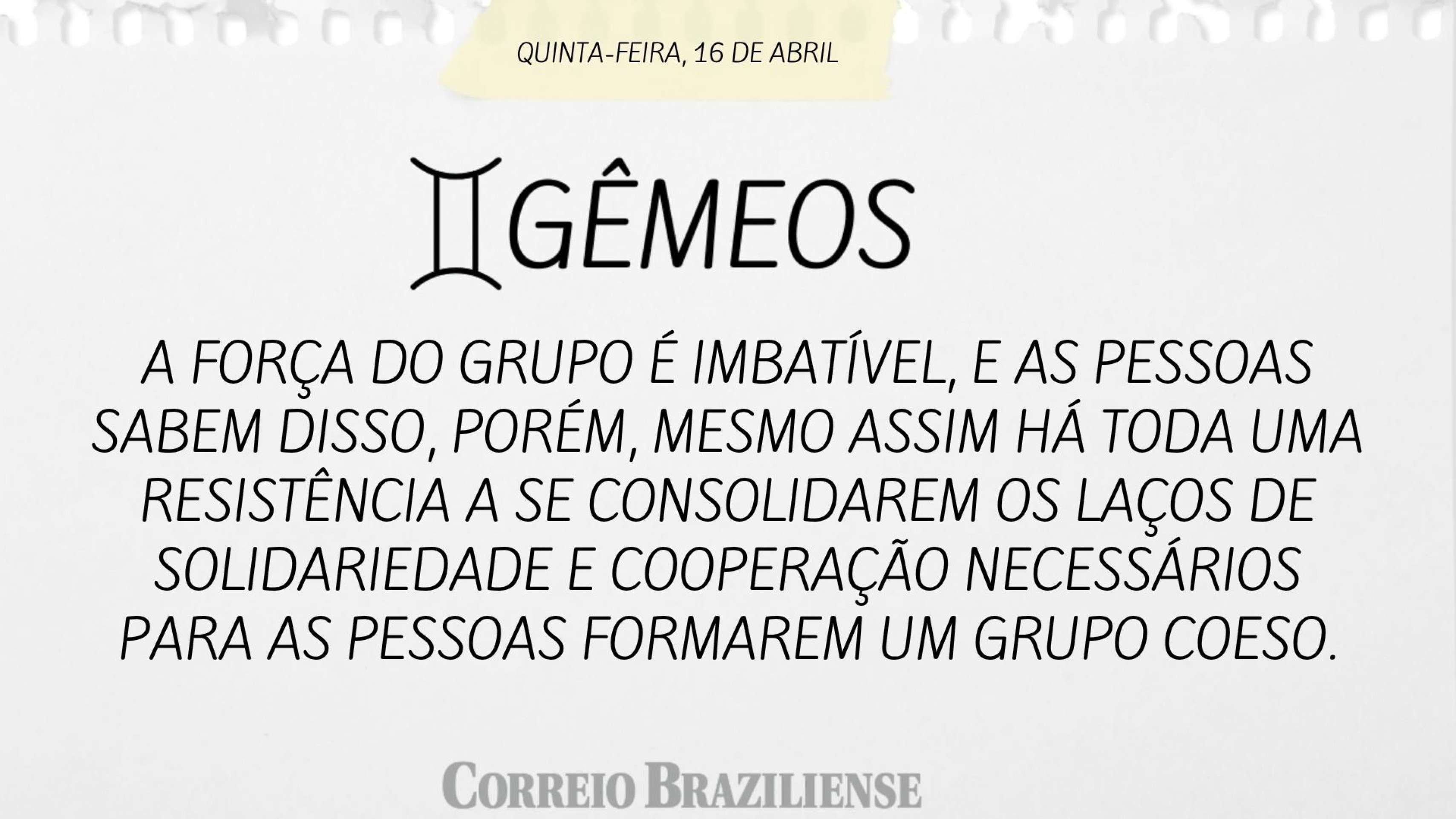 Hor&oacute;scopo desta quinta (16/4)