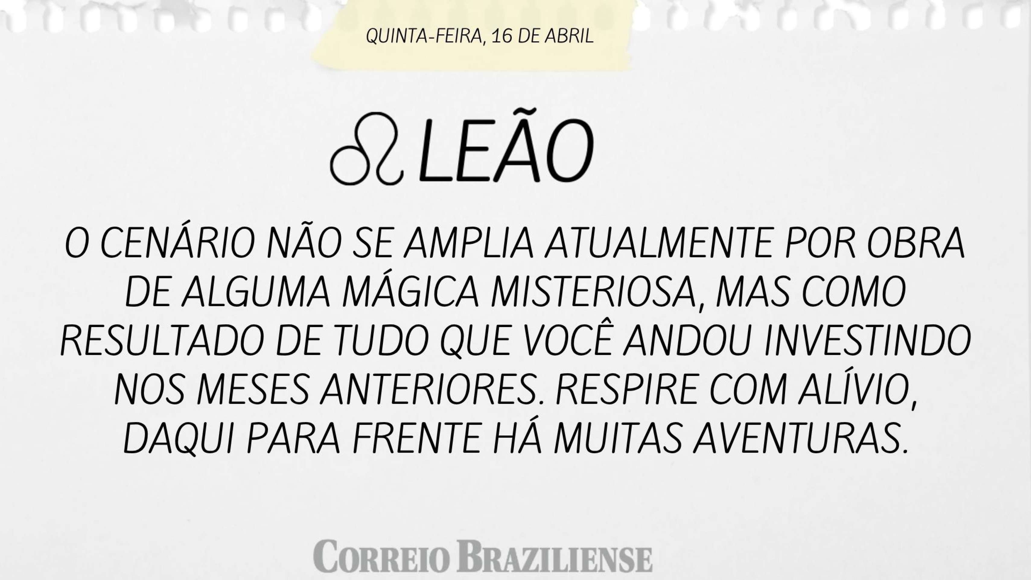 Hor&oacute;scopo desta quinta (16/4)