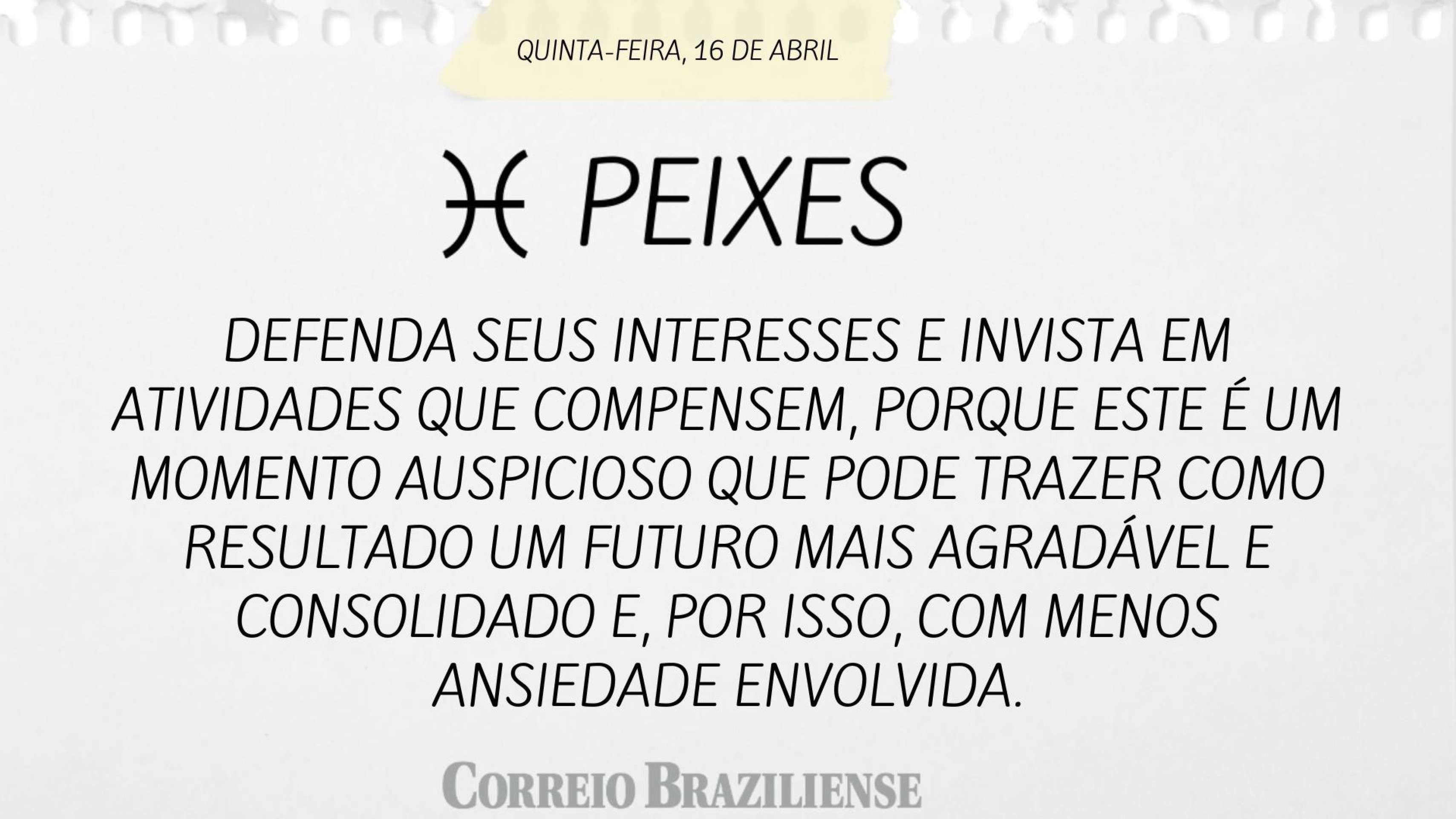 Hor&oacute;scopo desta quinta (16/4)