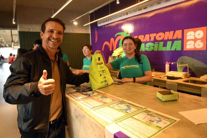  16/04/2026 Crédito: Marcelo Ferreira/CB/D.A Press. Brasil. Brasília - DF - Conjunto Nacional, entrega de kits para Maratona Brasíçia 2026. Rodrigo Nogueira.