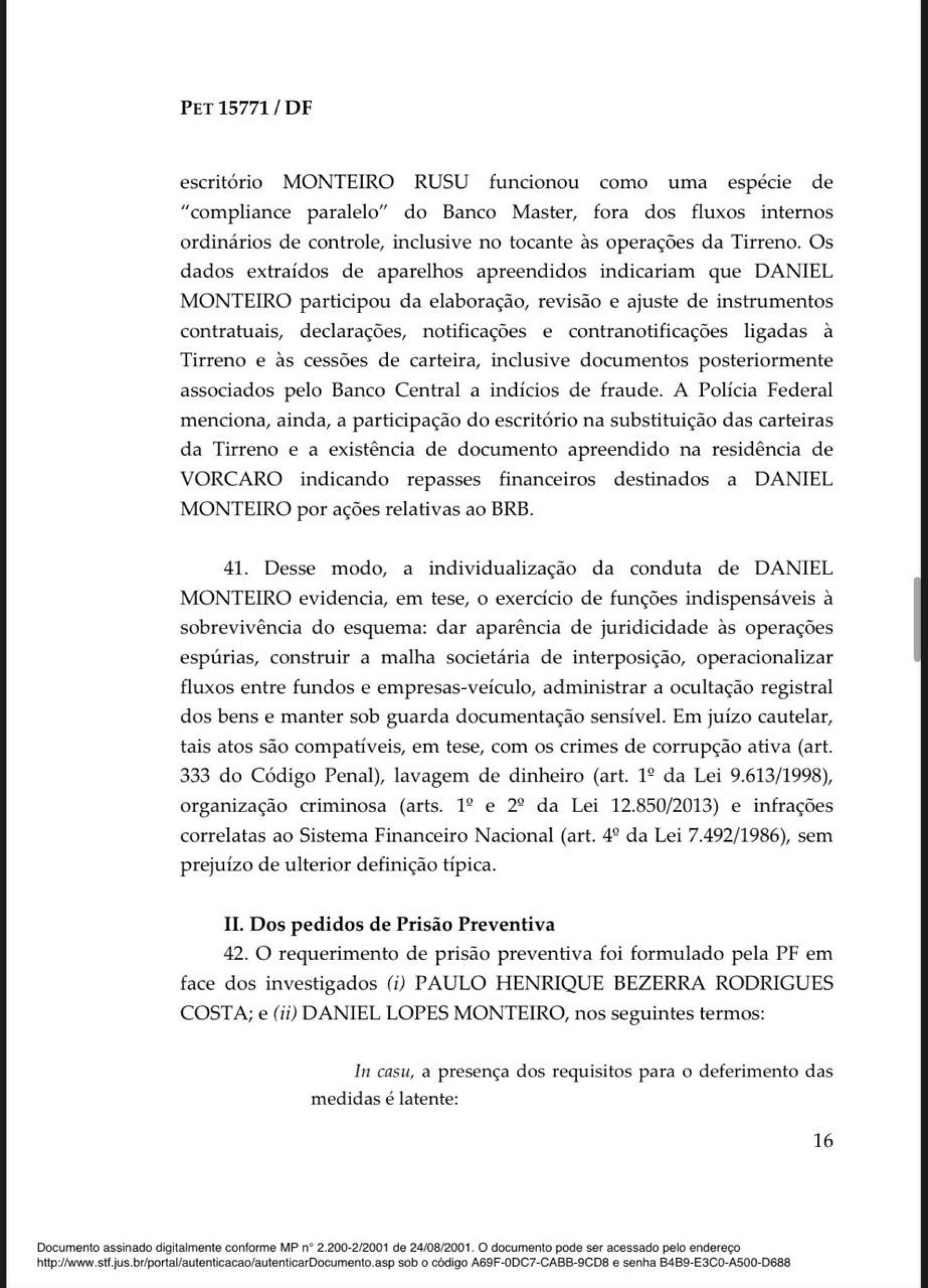 Decis&atilde;o de Andr&eacute; Mendon&ccedil;a sobre a pris&atilde;o de Paulo Henrique Costa, ex-presidente do BRB