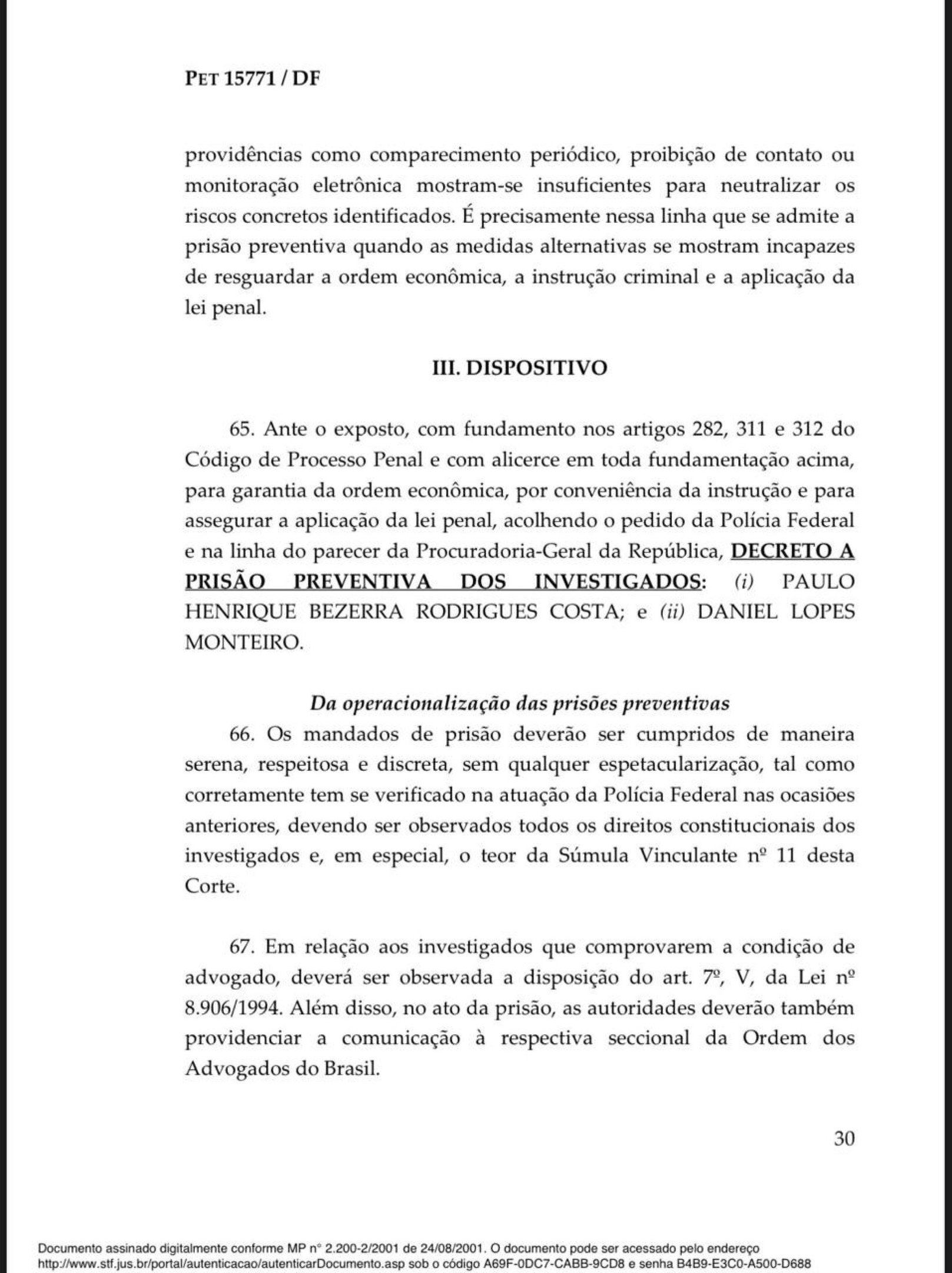 Decis&atilde;o de Andr&eacute; Mendon&ccedil;a sobre a pris&atilde;o de Paulo Henrique Costa, ex-presidente do BRB