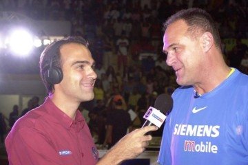 Tadeu Schmidt entrevistando o irão, Oscar Schmidt  -  (crédito: Divulgação )