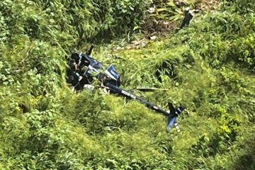 Segundo o Corpo de Bombeiros, a aeronave perdeu potência na decolagem. Havia três adultos e uma criança a bordo -  (crédito: Reprodução / Redes sociais)