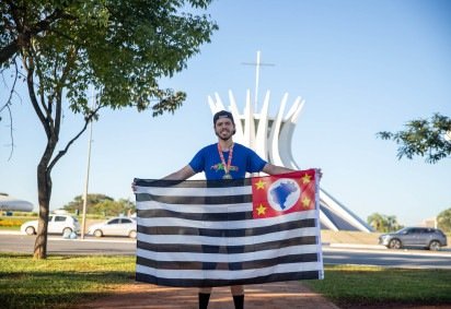 Bruno Constancio representou o estado de S&atilde;o Paulo na Maratona Bras&iacute;lia 2026     -  (crédito: Mariana Campos/CB/D.A Press) -Bruno Constancio representou o estado de S&atilde;o Paulo na Maratona Bras&iacute;lia 2026     -  (crédito: Mariana Campos/CB/D.A Press)