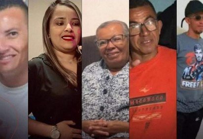 Essas s&atilde;o as v&iacute;timas que estavam na van: Johnes Rodrigues, Jacoeleni Mota, Benilde Rodrigues, Ivan Rodrigues e Onildo Rodrigues (esses dois &uacute;ltimos s&atilde;o irm&atilde;os e primos dos demais. Todos s&atilde;o sobrinhos de Benilde) -  (crédito: Reprodu&ccedil;&atilde;o/Buritirama TV) -Essas s&atilde;o as v&iacute;timas que estavam na van: Johnes Rodrigues, Jacoeleni Mota, Benilde Rodrigues, Ivan Rodrigues e Onildo Rodrigues (esses dois &uacute;ltimos s&atilde;o irm&atilde;os e primos dos demais. Todos s&atilde;o sobrinhos de Benilde) -  (crédito: Reprodu&ccedil;&atilde;o/Buritirama TV)