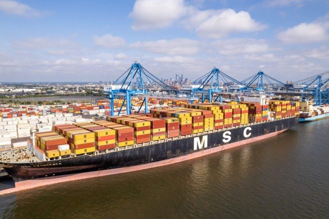 O cargueiro MSC Francesca, em foto feita no Porto da Filad&eacute;lfia, nos Estados Unidos 