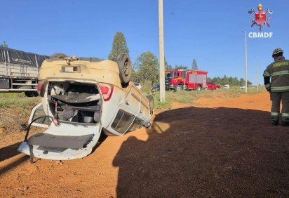 Acidente aconteceu na manhã deste sábado (25/4) -  (crédito: Divulgação/ CBMDF) -Acidente aconteceu na manhã deste sábado (25/4) -  (crédito: Divulgação/ CBMDF)