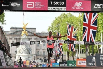 Sabastian Sawe faz história na maratona de Londres -  (crédito:  JUSTIN TALLIS / AFP)