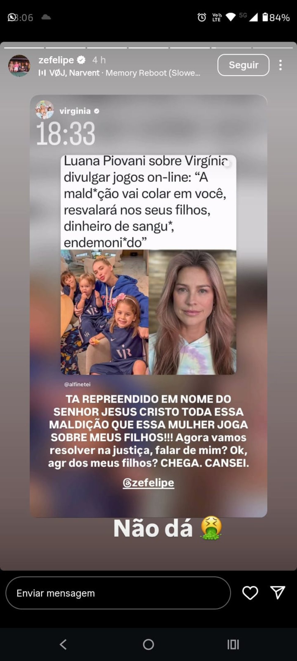 Z&eacute; Felipe responde Luana Piovani