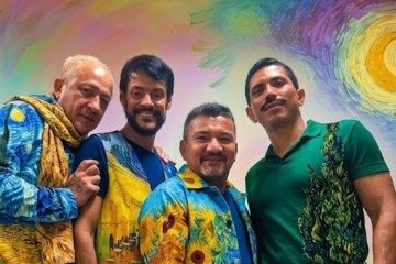 Jeff Moreira (Van Gogh), Fabrício Vital (Theo Van Gogh), Gilson Montblanc (Paul Gauguin) e Albergue Lima (Emile Bernard) compõem nova peça biográfica de Van Gogh -  (crédito: Divulgação)