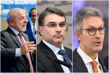 Lula, Flávio Bolsonaro e Zema: três nomes que estão na corrida presidencial -  (crédito: Ricardo Stuckert/PR,  Andressa Anholete/Agência Senado e Alexandre Guzanshe/EM/D.A Press)