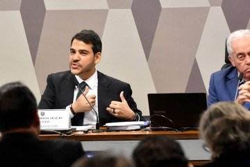 Jorge Messias durante sabatina na CCJ do Senado como indicado ao STF -  (crédito: ED ALVES/CB/D.A.Press)