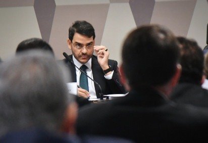 Jorge Messias durante sabatina na CCJ do Senado como indicado ao STF -  (crédito:  Ed Alves CB/DA Press) -Jorge Messias durante sabatina na CCJ do Senado como indicado ao STF -  (crédito:  Ed Alves CB/DA Press)