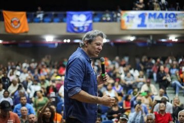 Fernando Haddad participou de evento do Dia do Trabalhador organizado pela Força Sindical, em São Paulo (SP) -  (crédito: Divulgação/Diogo Zacarias)