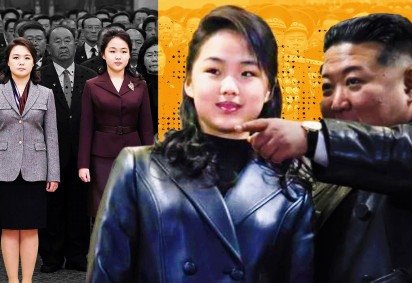 Uma fotografia da primeira aparição oficial de Kim Ju Ae, com Kim Jong Un e um míssil balístico intercontinental, foi divulgada em 19 de novembro de 2022 -  (crédito: Reuters) -Uma fotografia da primeira aparição oficial de Kim Ju Ae, com Kim Jong Un e um míssil balístico intercontinental, foi divulgada em 19 de novembro de 2022 -  (crédito: Reuters)