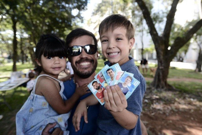 André Machado com os filhos Luiz e Nina: família animada com campeonato mundial
