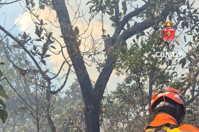 Bombeiros realizam controle das chamas em Planaltina