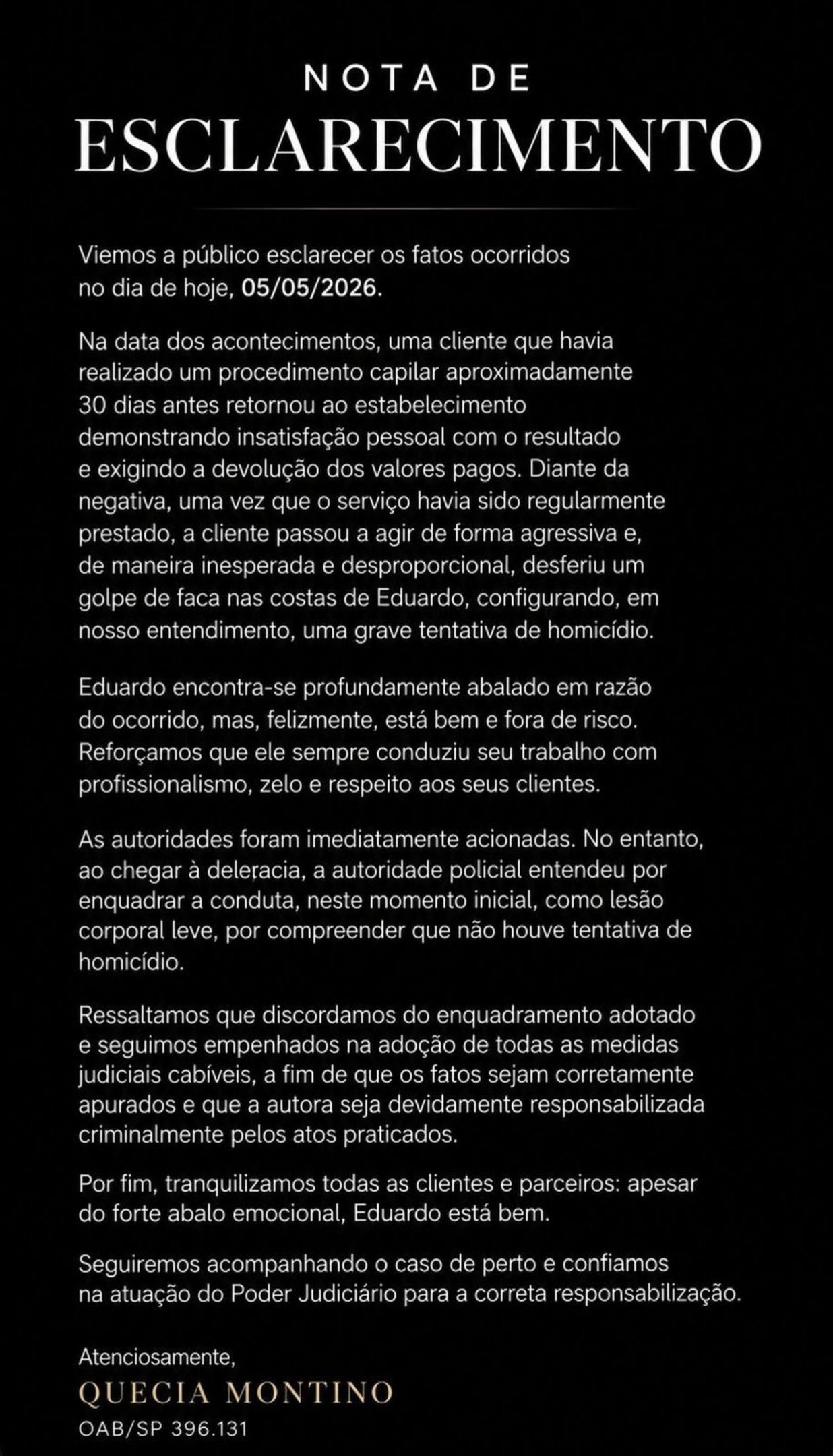 Mulher esfaqueia cabeleireiro em SP ap&oacute;s ficar insatisfeita com corte