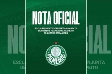 Palmeiras emite nota rebatendo ação conjunta de Flamengo e Grêmio  -  (crédito:  Foto: Reprodução)