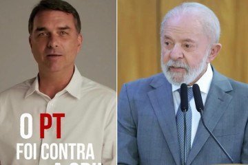 Fl&aacute;vio Bolsonaro vinculou Lula e o PT &agrave;s investiga&ccedil;&otilde;es do Banco Master pela tentativa de barrar a cria&ccedil;&atilde;o da CPI sobre o caso.
 -  (crédito: Fotos: Reprodu&ccedil;&atilde;o e Fabio Rodrigues-Pozzebom/ Ag&ecirc;ncia Brasil)