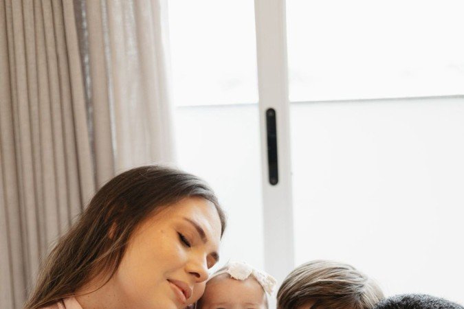 Danielle com a família: câncer durante a gestação