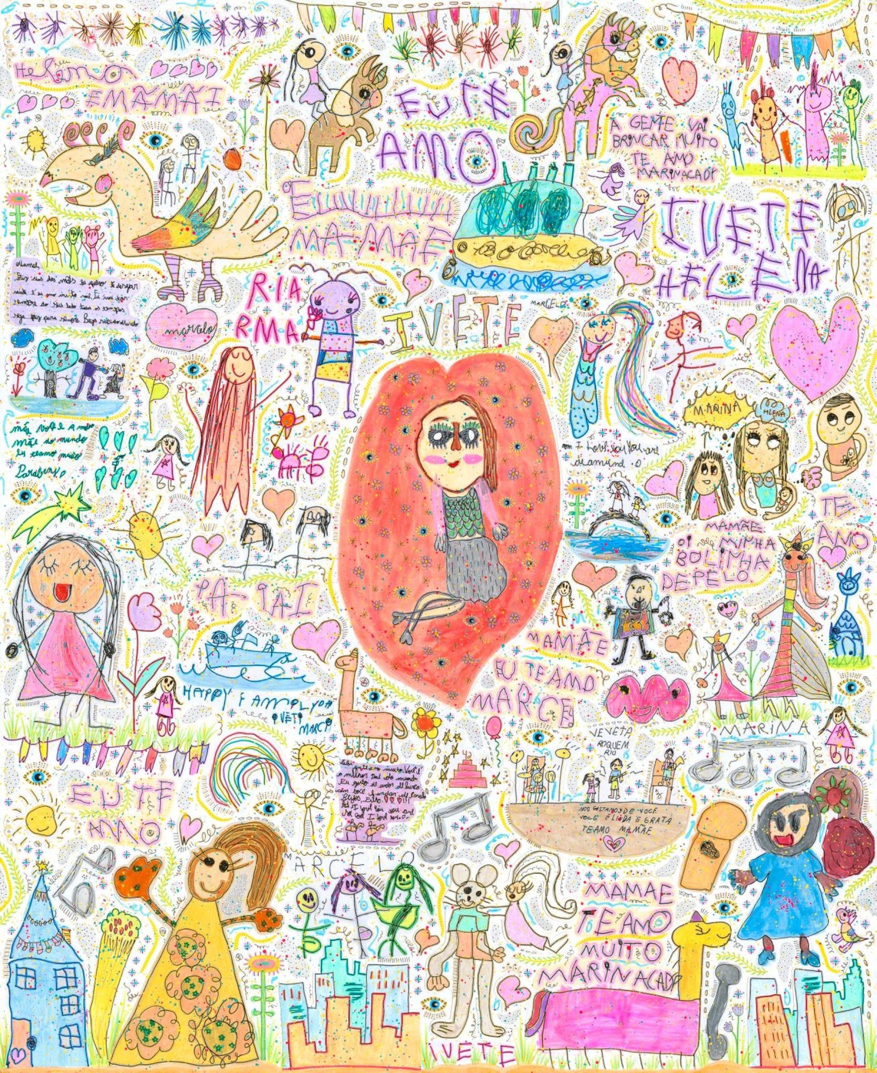 Colagem com desenhos infantis 
