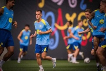 Jogadores do Barcelona durante treinamento da equipe -  (crédito: Foto: Marc Graupera /Barcelona)