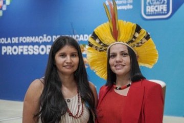 Arissana Pataxó e Juliana Xukuru conduziram o seminário 'Artes e culturas indígenas no nordeste', em Recife. -  (crédito: Divulgação)