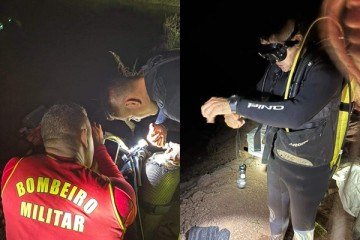 Durante o resgate, os militares realizaram mergulhos em uma profundidade de cerca de cinco metros, com apenas 15% de visibilidade -  (crédito: Corpo de Bombeiros do Goiás )