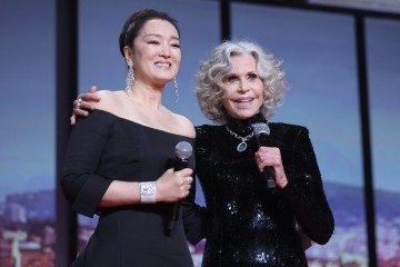 Jane Fonda e a atriz chinesa Gong Li na 79º edição do Festival de Cannes -  (crédito: Valery HACHE / AFP)