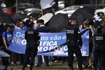 2026. Manifestação de bancários por um BRB público. - (crédito: Carlos Vieira/CB/D.A Press) 2026. Manifestação de bancários por um BRB público. - (crédito: Carlos Vieira/CB/D.A Press)
