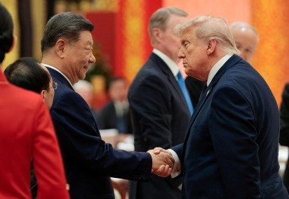 Donald Trump chegou a Pequim em 13 de maio de 2026, para uma visita de estado de dois dias. -  (crédito: EPA) -Donald Trump chegou a Pequim em 13 de maio de 2026, para uma visita de estado de dois dias. -  (crédito: EPA)