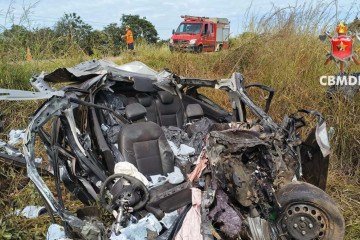 Sinistro de trânsito deixou um morto na DF-290 -  (crédito: Divulgação/CBMDF)