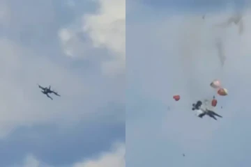 Dois caças colidem no ar e explodem no solo nos EUA -  (crédito: Reprodução / redes sociais)