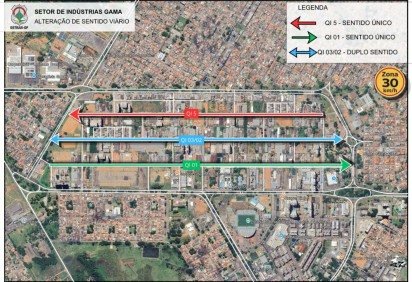 A principal novidade é a transformação das vias QI 1 e QI 5 em sentido único -  (crédito: Divulgação/Detran-DF) -A principal novidade é a transformação das vias QI 1 e QI 5 em sentido único -  (crédito: Divulgação/Detran-DF)