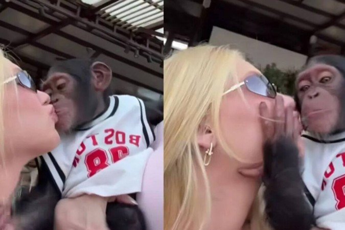 Virginia Fonseca beija macaco durante passeio em Dubai e atitude gera polêmica - (crédito: Observatorio dos Famosos) Virginia Fonseca beija macaco durante passeio em Dubai e atitude gera polêmica - (crédito: Observatorio dos Famosos)