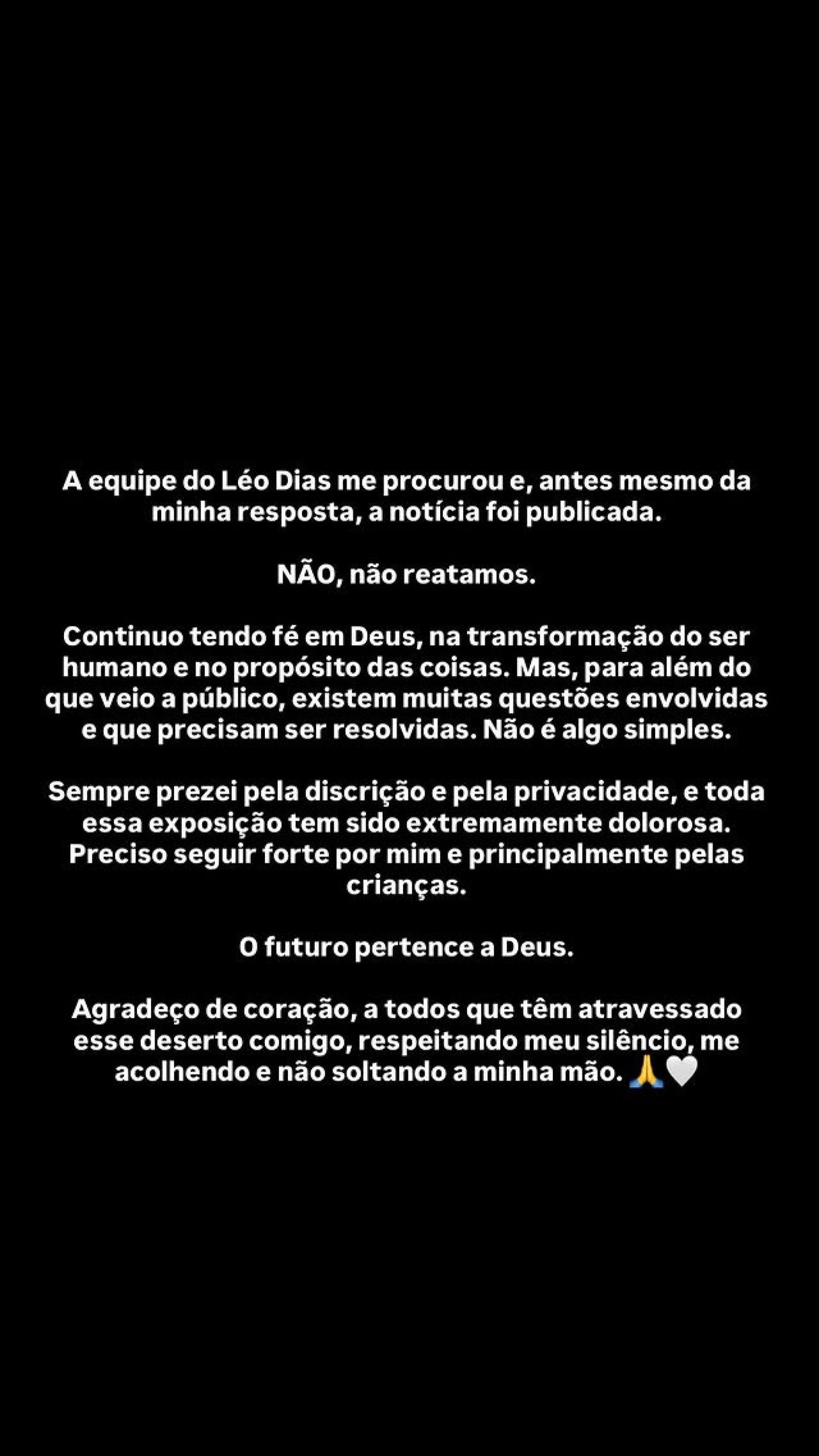 Pronunciamento de Paula Aires nas redes sociais