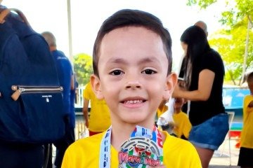 Heitor, de 6 anos, correu a tradicional Marotinha em 2024 e 2025. No primeiro ano, foi o vencedor nos 50 metros. Este ano, na estreia da Marotinga, vai disputar os 75 metros -  (crédito: Material cedido ao Correio)